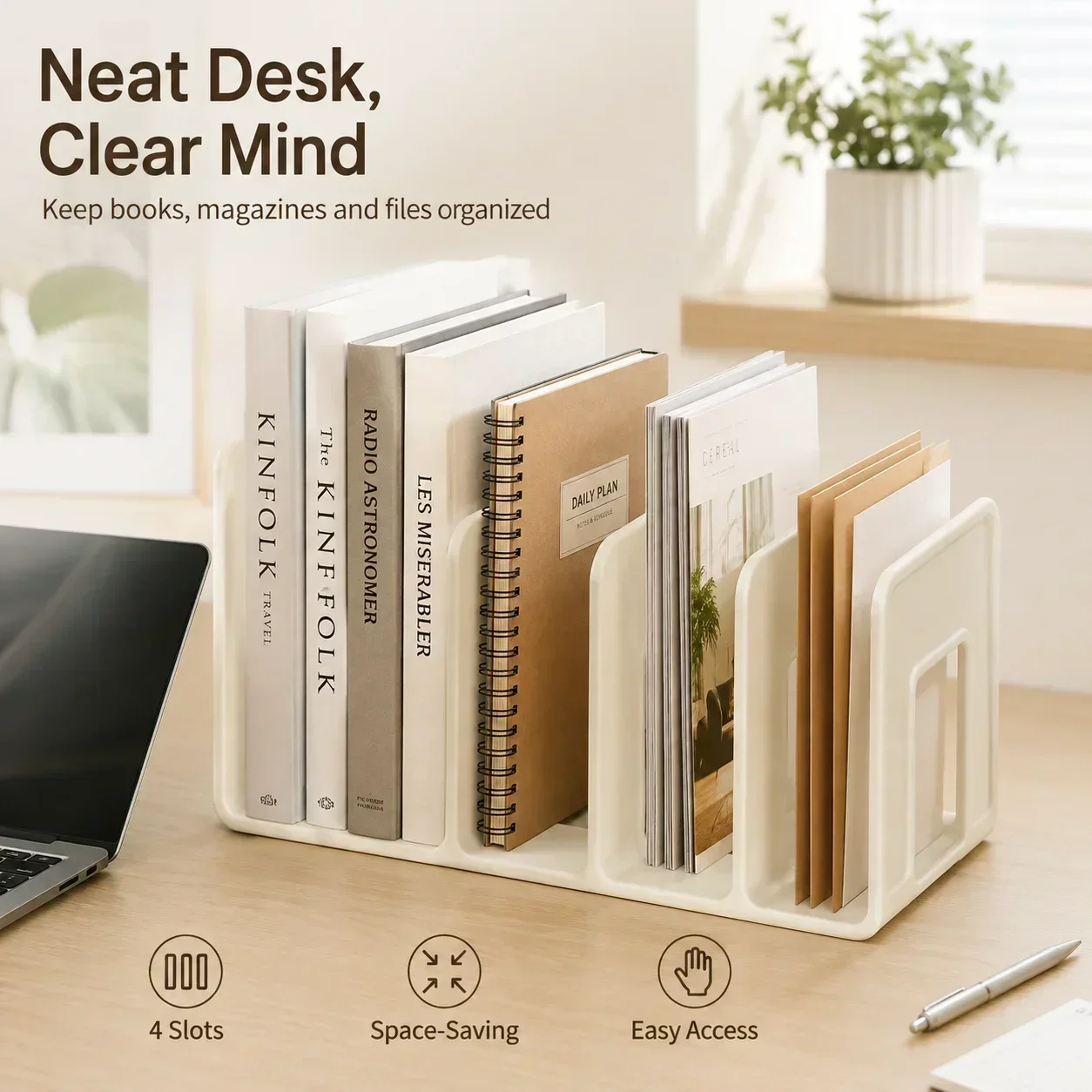 Adjustable Metal Bookend Stand, Expandable Desk Organizer for Books CDs Magazines, Heavy Duty Book Stopper
