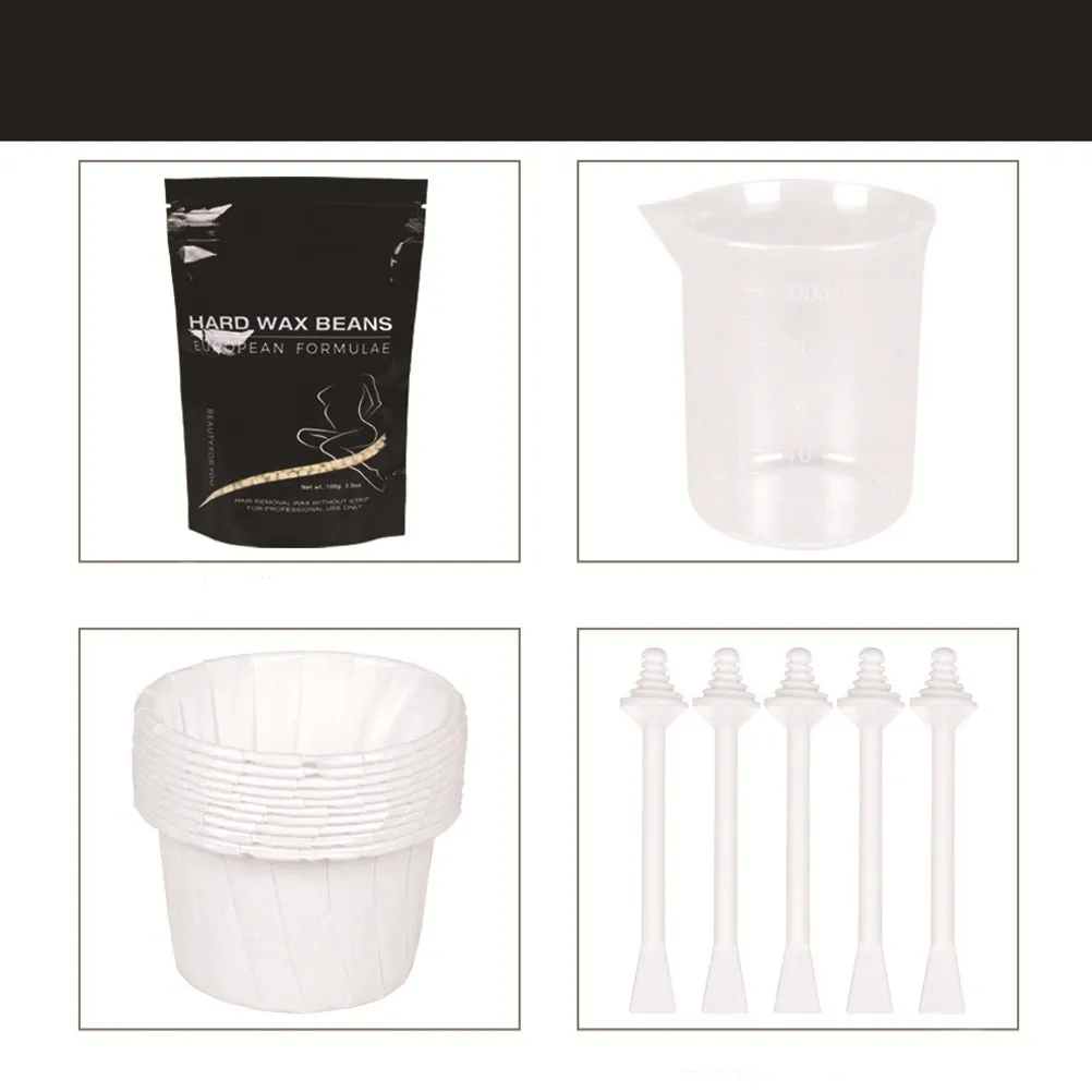 32Pcs Nose Waxing Kit Premium Hair Removal Wax Sticks with 100G Wax Beans 10 Paper Cups Plastic Cup for Nose Eyebrow DIY Salon