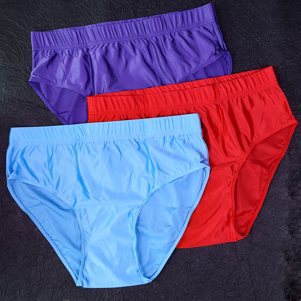 

new Mens Briefs Underwear Satin-like Breathable Low-Rise Underpants Male Panties Men's glossy underwear