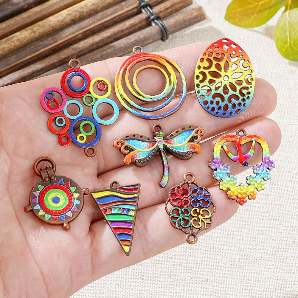 ボヘミア風エナメル加工アンティーク銅チャームペンダント DI - Vintage Fashion Earrings のレビューと価格