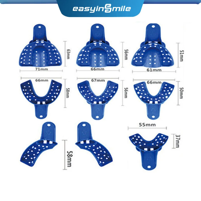 12pcs/bag EASYINSMILE Dental Impression Trays Perforated Plastic High Temperature Disinfection Upper/Lower S/M/L/XL