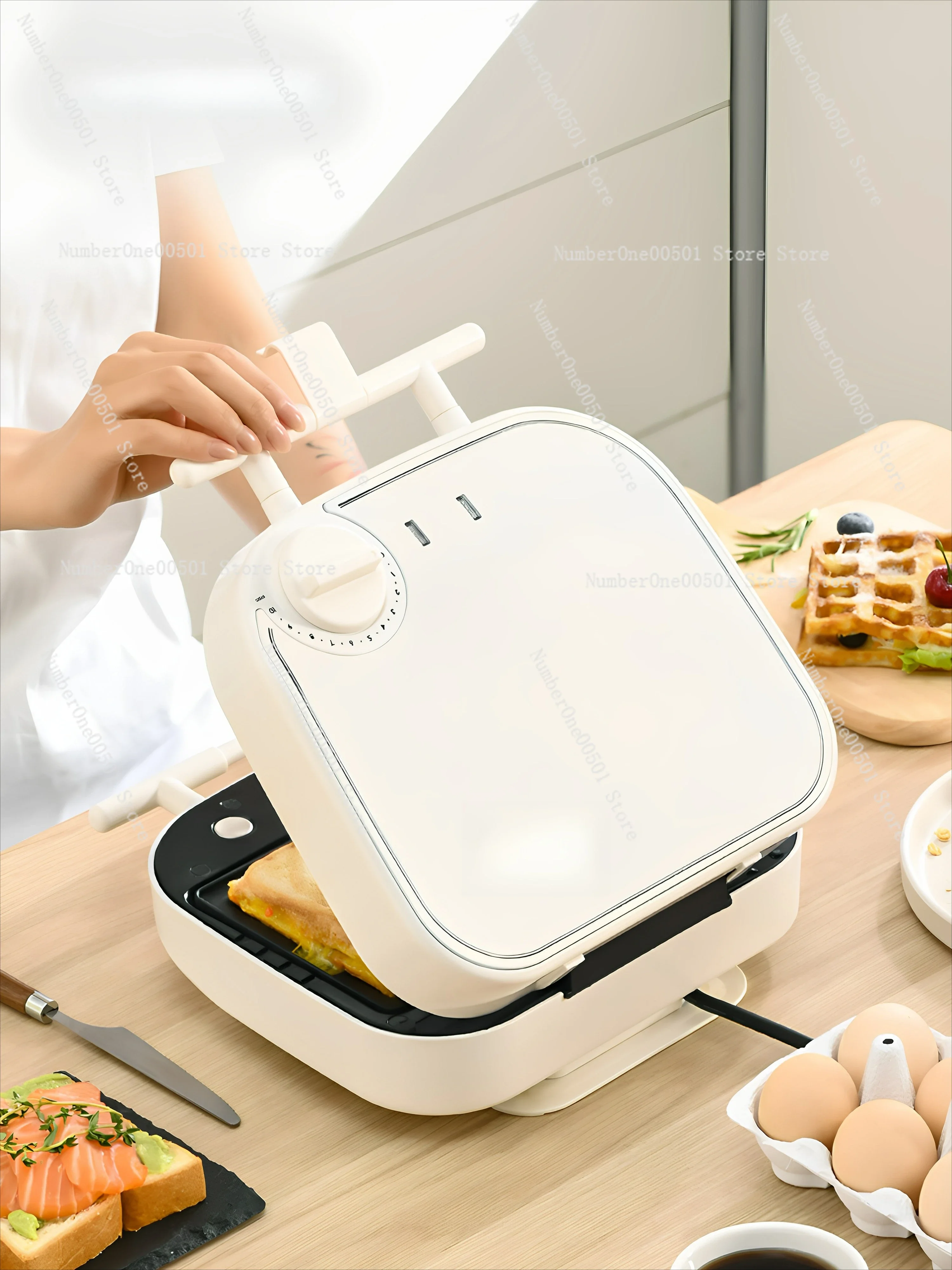 

Sandwich Breakfast Maker Household Double Plate Timing Multifunctional All-in-One Toast Hot Thick Press Waffles Removable