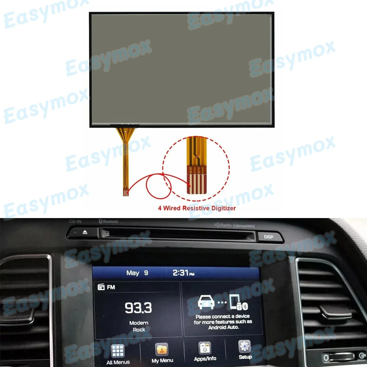 

LB070WV7(TD)(01) 7.0" Touch Screen 4Pins Digitizer For Hyundai Sonata Veloster Repair Replacement LB070WV7 LMS700KF30