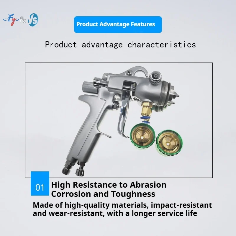 Nano Chrome Spray Gun Double Nozzle Paint Sprayer, 1.3mm Dual Head Pressure Feed Paint Spray Gun