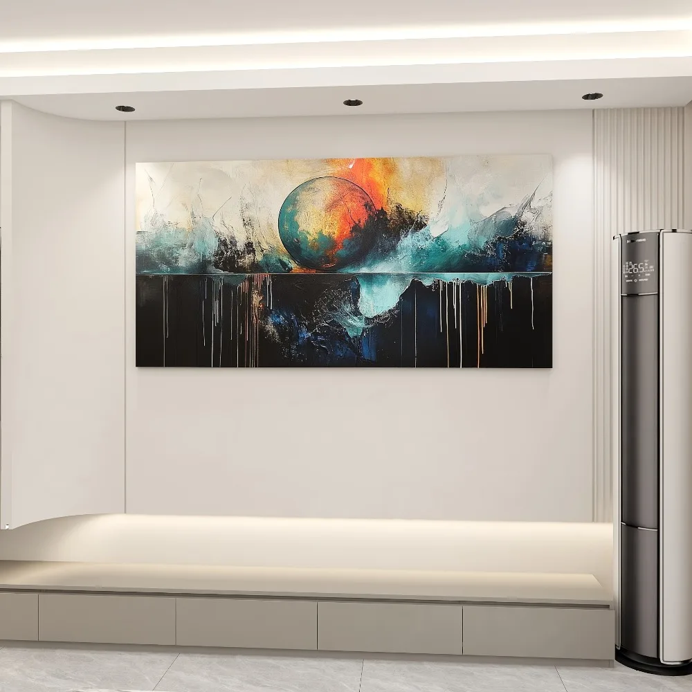 فن قماش تجريدي نابض بالحياة - شكل ترفيهي بألوان غنية، إطار من خشب الصنوبر بسمك 1.5 بوصة، ملصق ديكور داخلي حديث