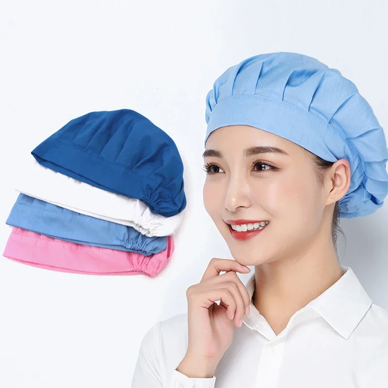 

Food Factory Workshop Worker Work Hat Elastic Band Dust Caps Hotel Kitchen Chef's Cap Bakery Waiter Solid Color Breathable Hats