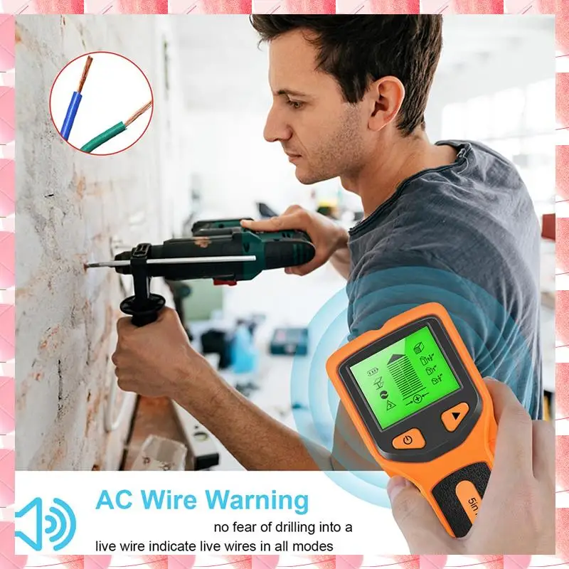 JAJA 5 In 1 Wall Scanner STUD Detector Digital Handheld Wall Detector ท่อน้ํา PVC โลหะ Finder เครื่องสแกนเนอร์สีส้ม 152X62X28 M