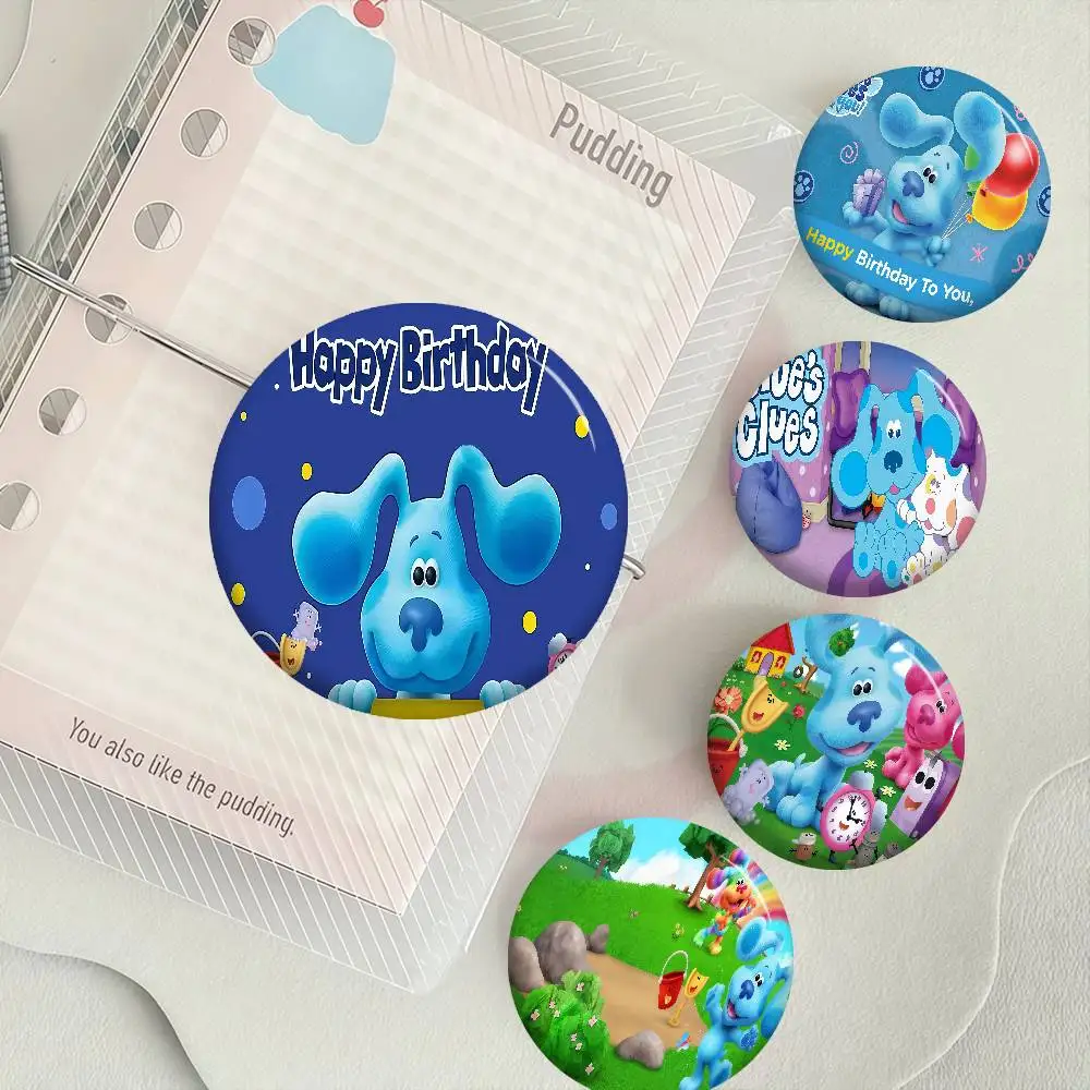 Pin de botón suave de hojalata con temática de dibujos animados, diseño de perro Blue Clue, icono animal, broche para solapa, insignia para mochila, accesorio