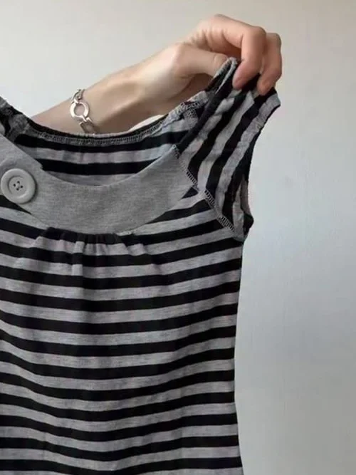 Summer T-shirt Slim Y2k Things Punk Vintage Goth Crop Top Stripe Slim Woman Clothing Basics Casual Streetwear Harajuku 90s Tees