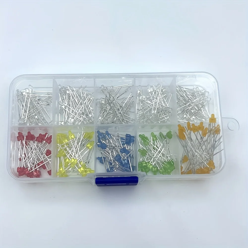200pcs/Lot 2MM LED Assortment Kit Primary Water Clear Red Blue Green Yellow Orange White DIY Diode Pack Six Colors