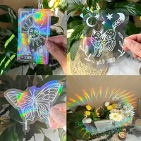 PVC 3D Rainbow Sun Catcher Wall Stickers Cat Bear Spaceship Planet Suncatcher Self Adhesive Window Stickers Room Home Decor
