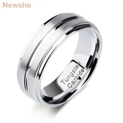 Newshe Men's Wedding Band Tungsten Carbide Rings Fashion Groove Ring 8mm Charm Jewelry Party Anniversary Gift Never Fade