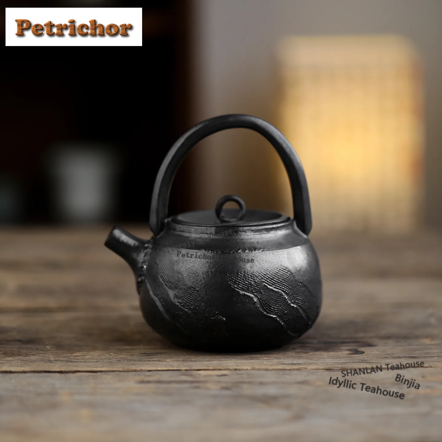 330ml Black Gold Glaze Wave Pattern Handle Teapot Luxury Tea Infuser Pot Tea Maker Kettle with Strainer Cha Accessories Gift