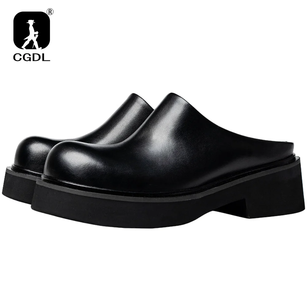 

Half-slipper Men's Sandals Classic Leather Slippers 2026 Summer New Soft Soled Black Slippers Lightweight Outdoor Men's Slippers