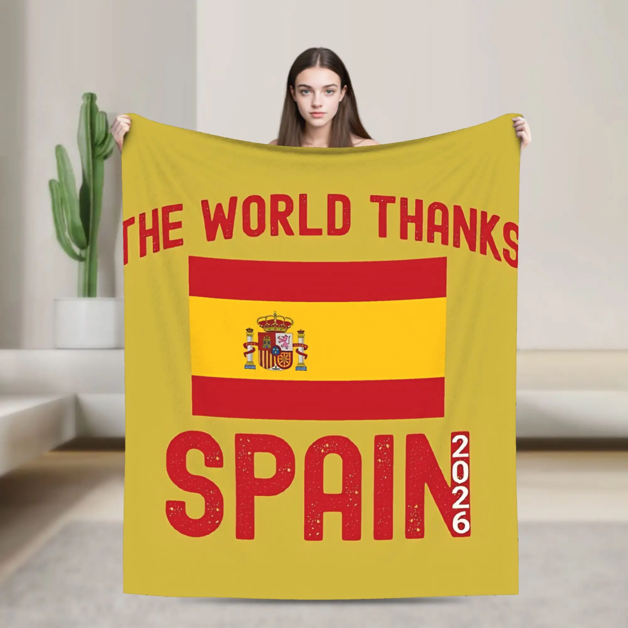 The World Thanks Spain  España Pride Throw Blanket  Flannel Bedspread For Home Decor Graphic Sofa Bed Cover
