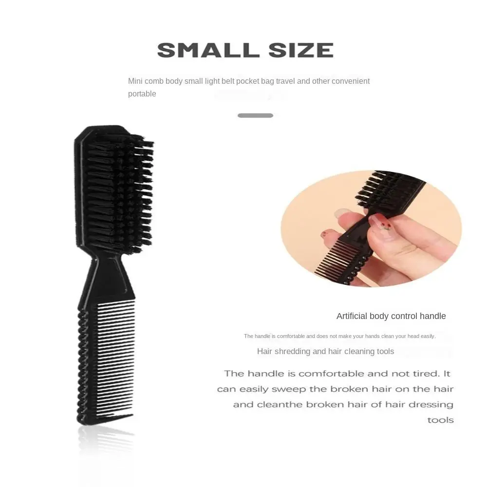 Vintage Double-sided Comb Shave Beard Small Size 2-in-1 Styling Comb Curved Handle Comfortable Bristle Multi-functional Comb