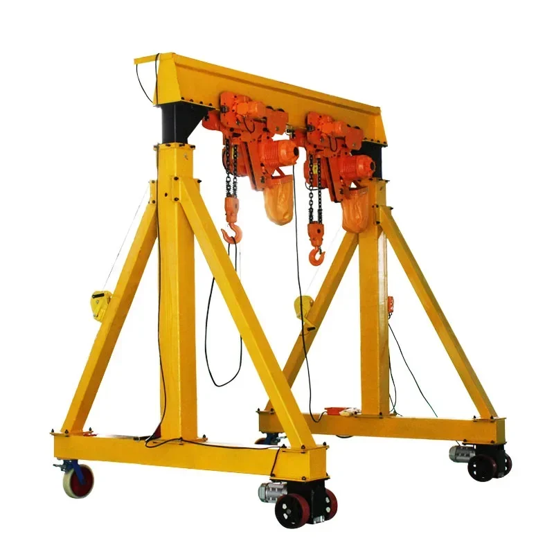 

Gantry crane mobile liftable hanger traveling small simple electric gantry 1t lifting 2 tons 3 row crane