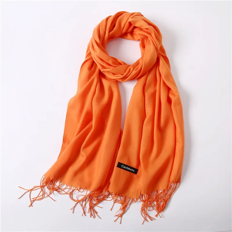 Fashion Solid Schal Frauen Kaschmir Weiche Winter Warme Schals Hijab Weibliche Lange Stirnband Schal Wraps Bandana Foulard 2022 Echarpe – Detail 31
