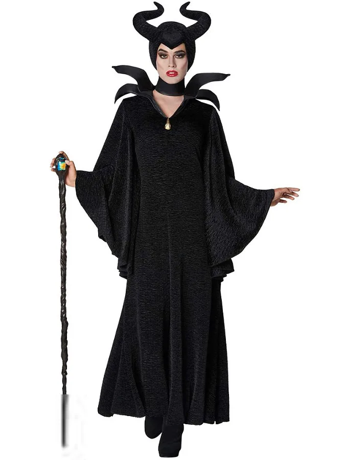 

MXL Movie Sleeping Beauty Witch COS Costume Punk Style Dark Queen Halloween Costume Women's Fashion Stage Outfit