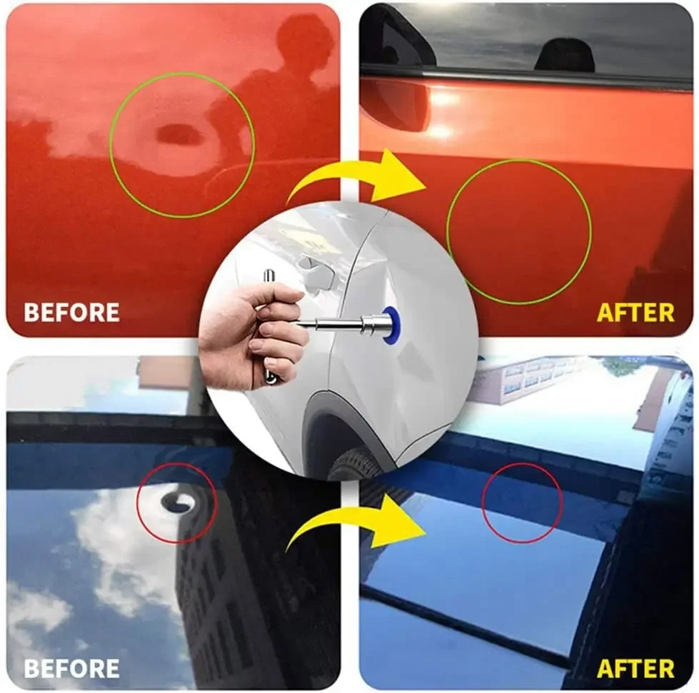 New Car Dent Puller Repair Tools EU Plug Glue Gun Set Body T-Bar Dent Remover Sheet Metal Multiple Size Suction Cup Puller Kit