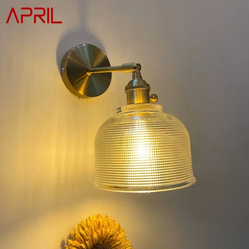 

APRIL Nordic Brass Wall Lamp Indoor Living Room Bedroom Bedside Lamp Modern Hotel Corridor Hallway Wall Lamp