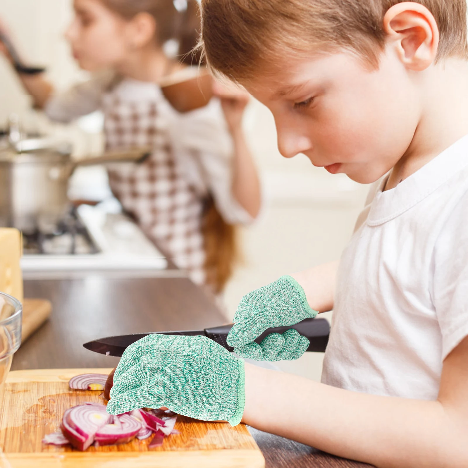 4 paia di guanti resistenti al taglio per bambini Guanti resistenti al taglio Guanti anti-taglio sicuri Guanti da taglio protettivi per bambini che