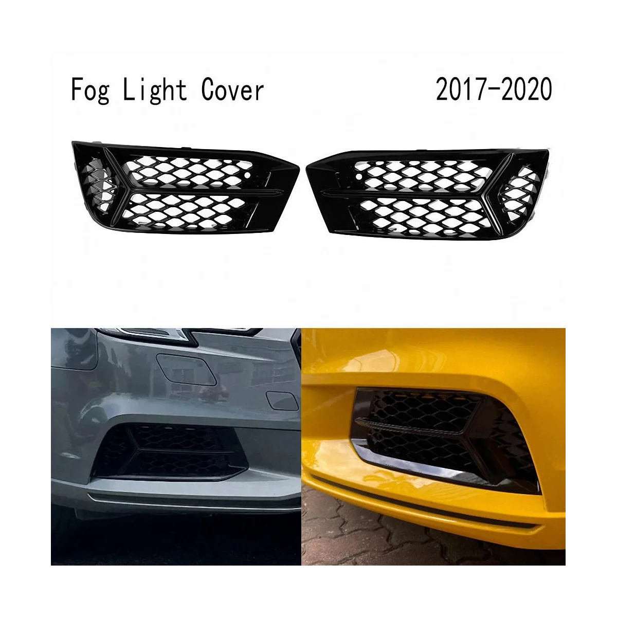 

Fog Light Cover Front Mesh Honeycomb Lower Bumper Fog Light Grille for Audi A3 2017-2020