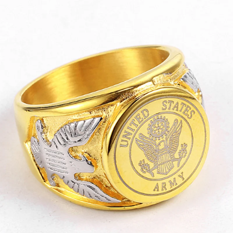 Army Personality Ring Domineering Men's Titanium Steel Ring FIREFIGHTERS POLICE OFFICER