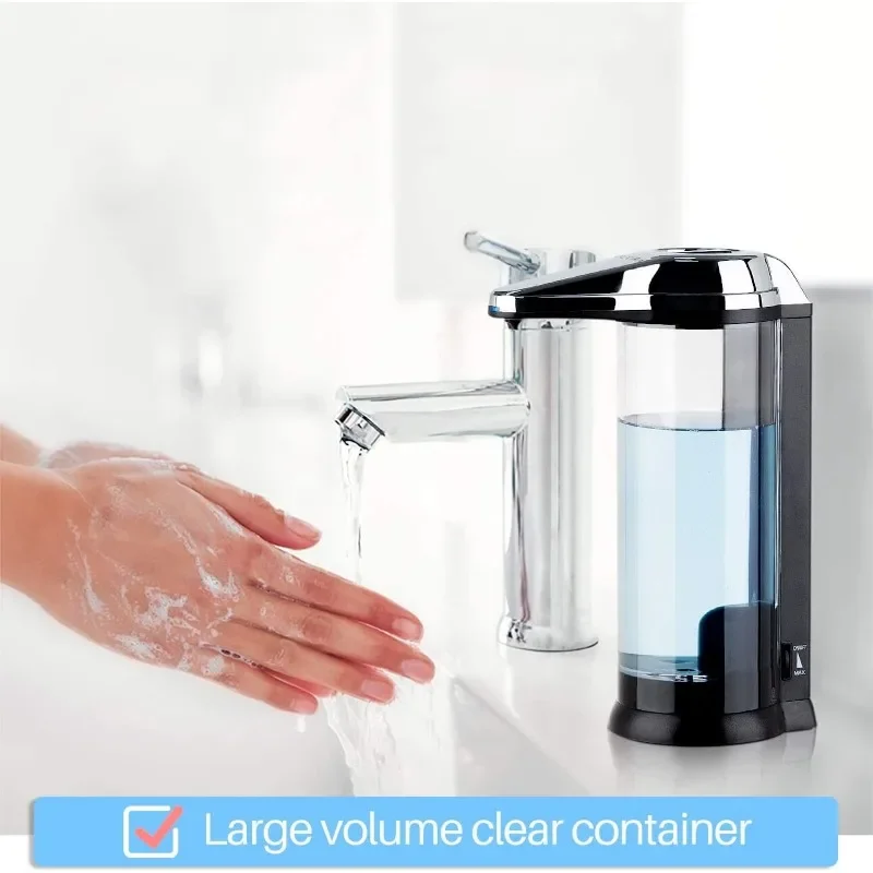 2 Pcs 17oz Touchless Battery Operated Automatic Liquid Soap Dispenser Set w/Adjustable Soap Dispensing Volume Control