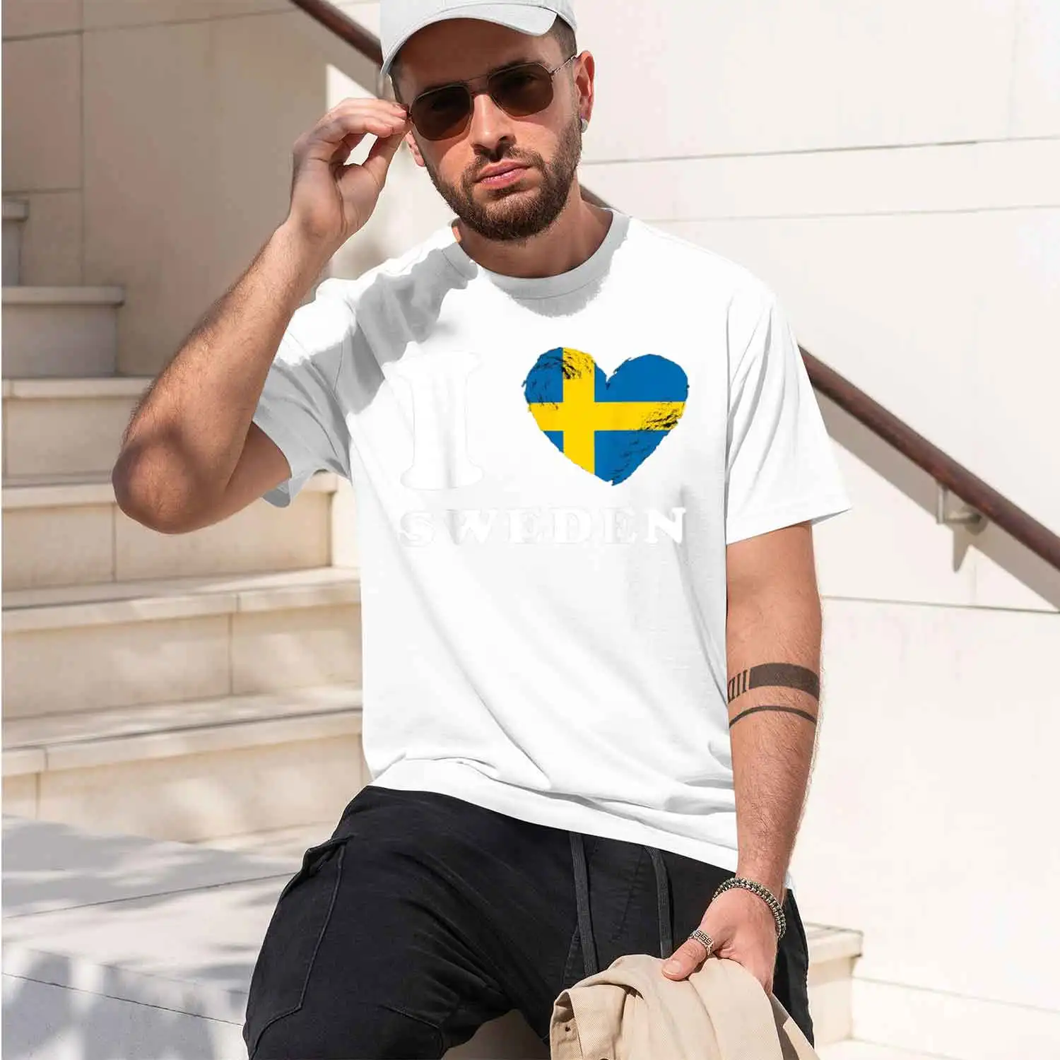 Funny I Love Sweden He Flag Swedish Flag T Shirts Men Humor Streetwear Tee Shirt Short Sleeve Unisex Loose Clothing 2026 New Mod