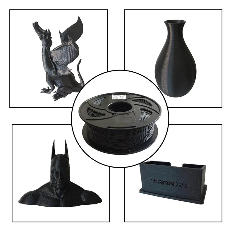 PLA 3D Printer Filament 1.75mm 1KG Black Consumable for FDM 3D Printing Low Shrinkage Non-warping