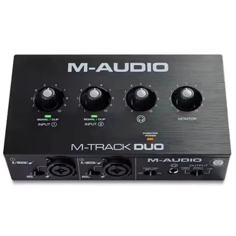 Interfaz de grabación portátil M-AUDIO 2 entradas/2 salidas con dos preamplificadores Crystal combinados M-Track DUO para MAC, PC o IOS