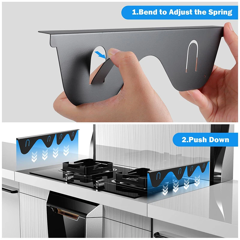 1/2 Pair Stainless Steel Stove Gap Filler 13.7-27.5 Inch Adjustable Easy Clean Kitchen Stove Top Gap Cover Black/Silver