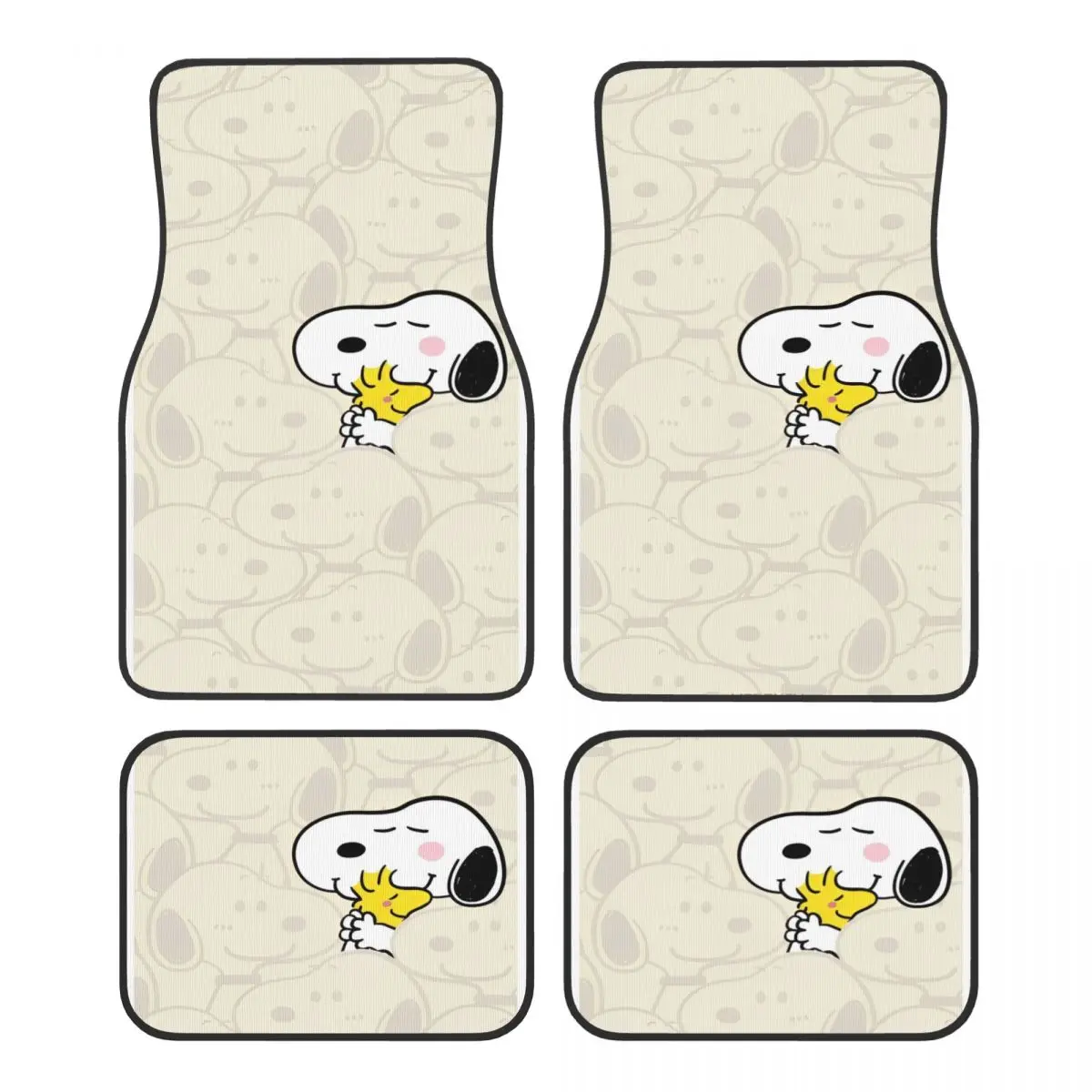 Snoopys Cartoon Dog Universal Fit Car Floor Mats Durable Car Carpet Mat 4pcs with Anti-Slip Backing Fit for SUV Vans