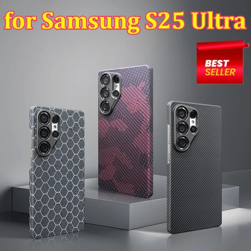 

Aramid Carbon Fiber Phone Case for Samsung S25 Ultra Case Magnetic Ultra-Thin Anti-Drop Aramid Fiber Hard Cover
