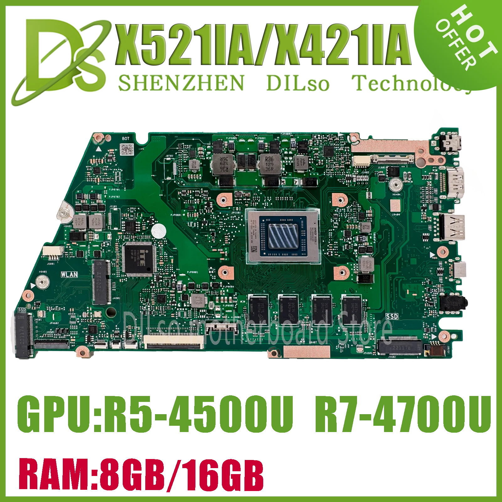 

KEFU X421IA Mainboard For ASUS Vivo Book X421IAY X521IA Laptop Motherboard With R5-4500U R7-4500U 8GB/16GB RAM 100% Test OK