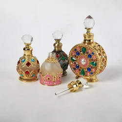 1Pcs Vintage Glass Essential Oil Dispenser Bottle High-end Portable Sprayer Travel Leak-proof Perfume Dispensing Filling Tool