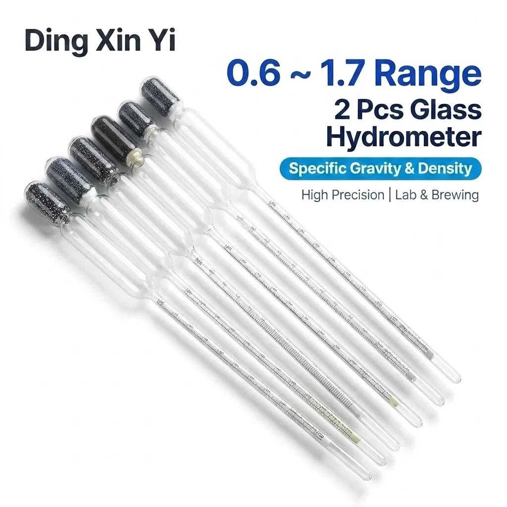 DXY 2Pcs 0.6-1.7 Glass Hydrometer Densitometer Laboratory Specific Gravity Tester Accurate Density Meter for Brewing Lab