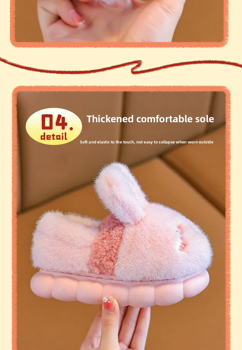 Winter-Kinder-Baumwollschuhe 2026 Neue Niedliche Tier-Plüsch-Hausschuhe für Mädchen, Kunstfell Rutschfeste Flache Hausschuhe für Jungen – Detail 10