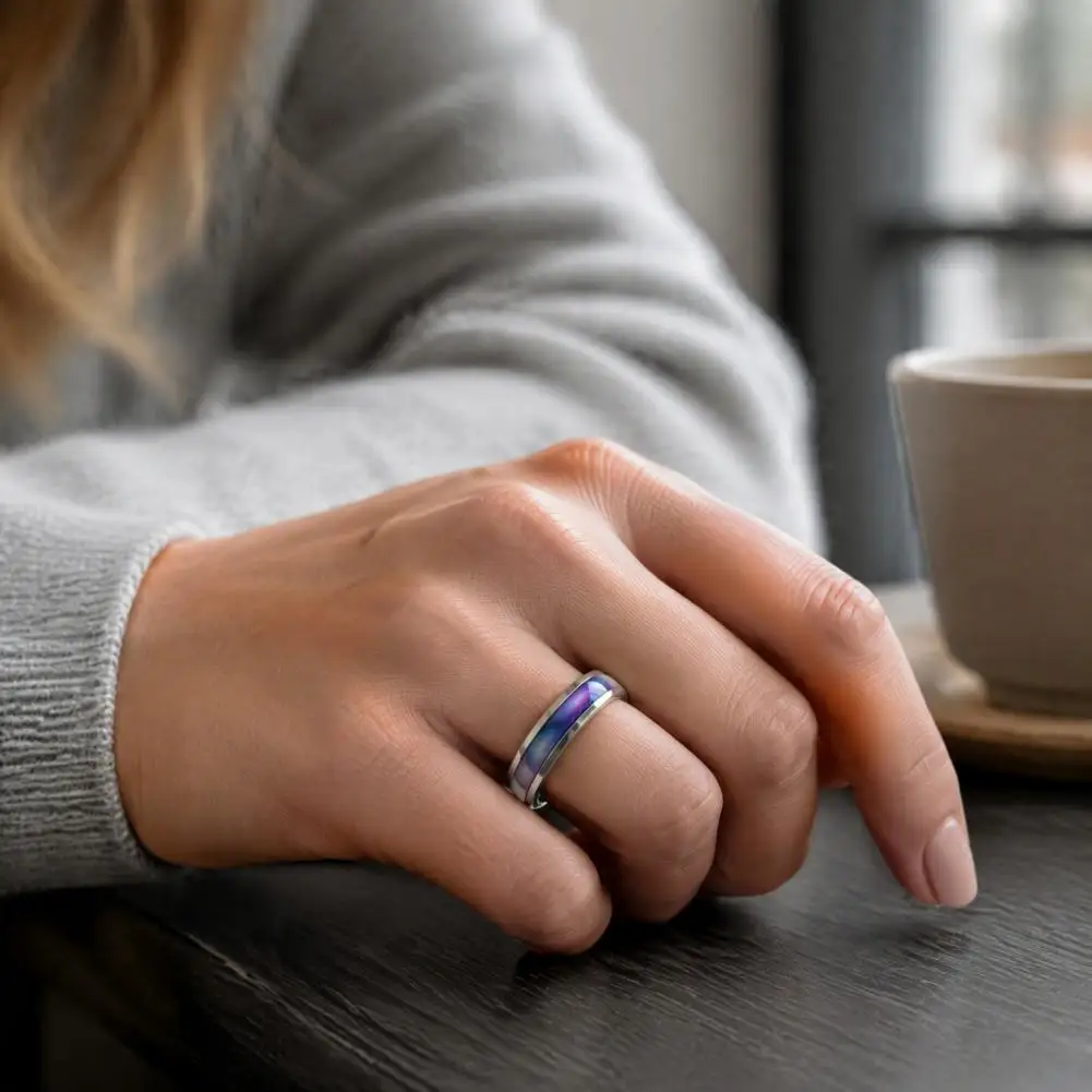 Mood Ring Temperature Color Changing Mood Ring Stainless Steel Finger Band Jewelry Temperature Unisex Fashion Accessory for Men