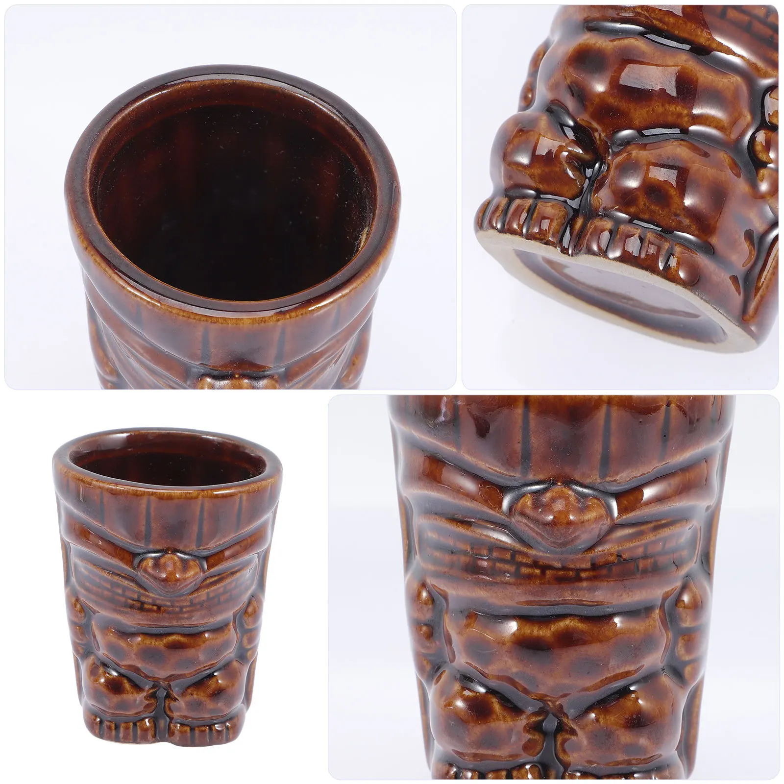 

Mini Ceramic Tiki Mug Small Wine Cup Lightweight Portable Cocktail Drinking Glass Decorative for Party Tiki Mug
