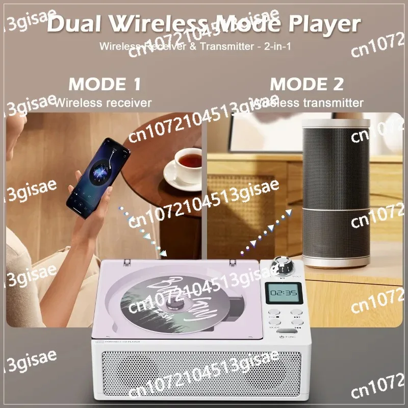 Hi-fi Tray CD Machine  Portable CD Player Retro Music Album Player USB/TF Card FM Radio Bluetooth Speaker With Remote Control