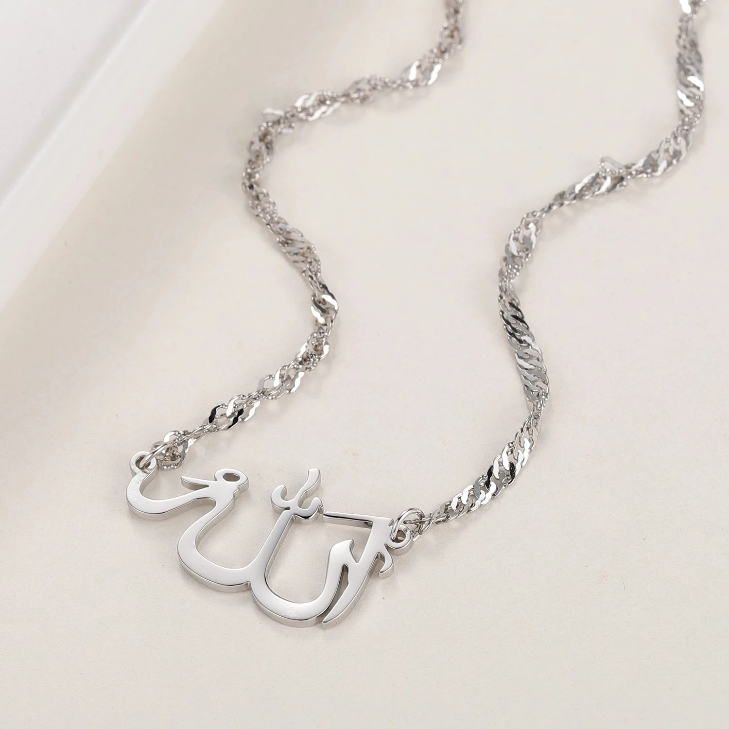 

Stainless Steel Pendants Jewelry For Women Mother's Day Gifts Custom Name Arabic Calligraphy Necklace Islam Muslim Religious