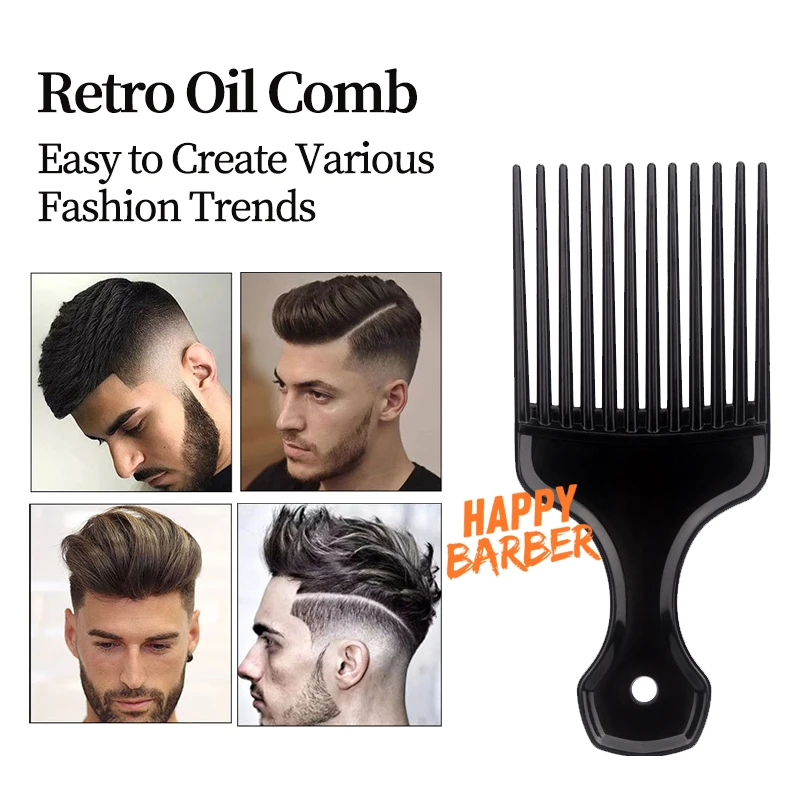 Peine de pelo rizado Natural Afro, peine de separación de cabello, peine trenzado africano, dientes anchos, herramienta de estilismo de cabeza de aceite Retro para hombre y mujer