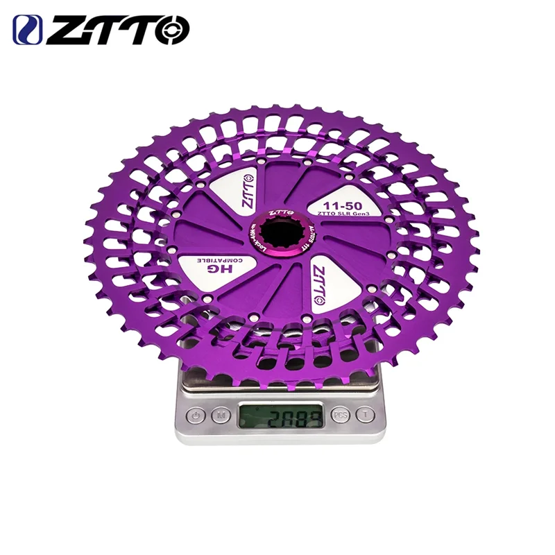 ZTTO Ultralight HG MTB Cassette 12S 11-46T 11-50T 11-51T 273g-299g Purple-Silver 12 Speed SLR3 K7 CNC Sprocket