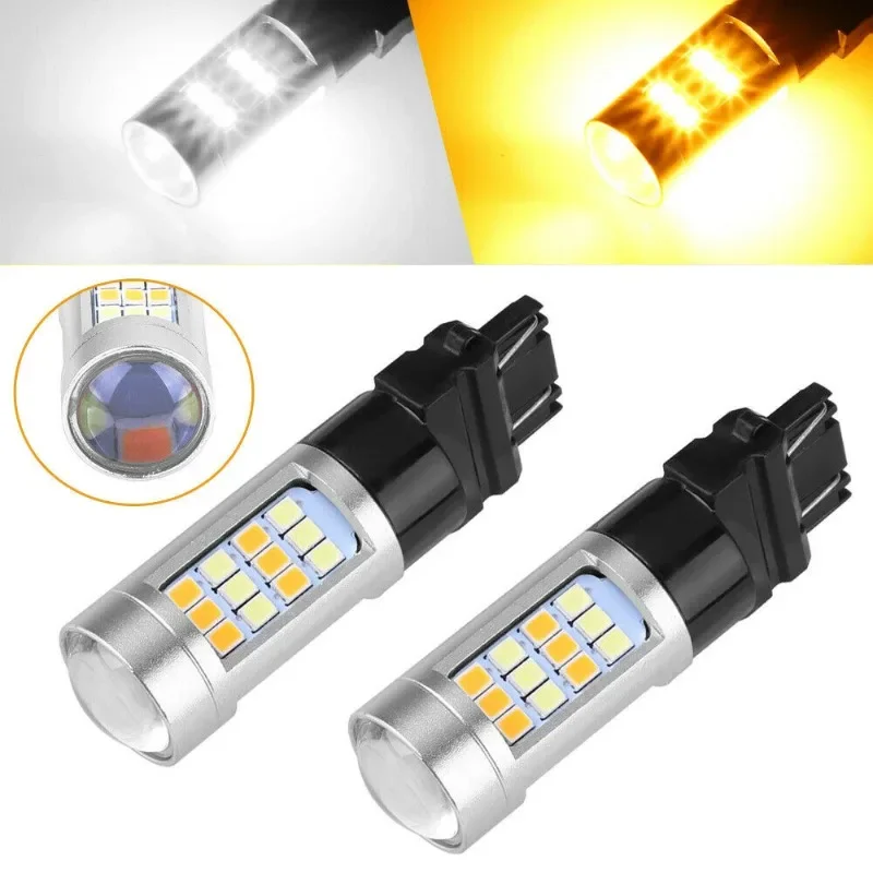 

2PCS Car LED Light White Yellow Dual Color Turn Signal Light 1157 T25 3157 2835 42SMD with Turn Daytime Running