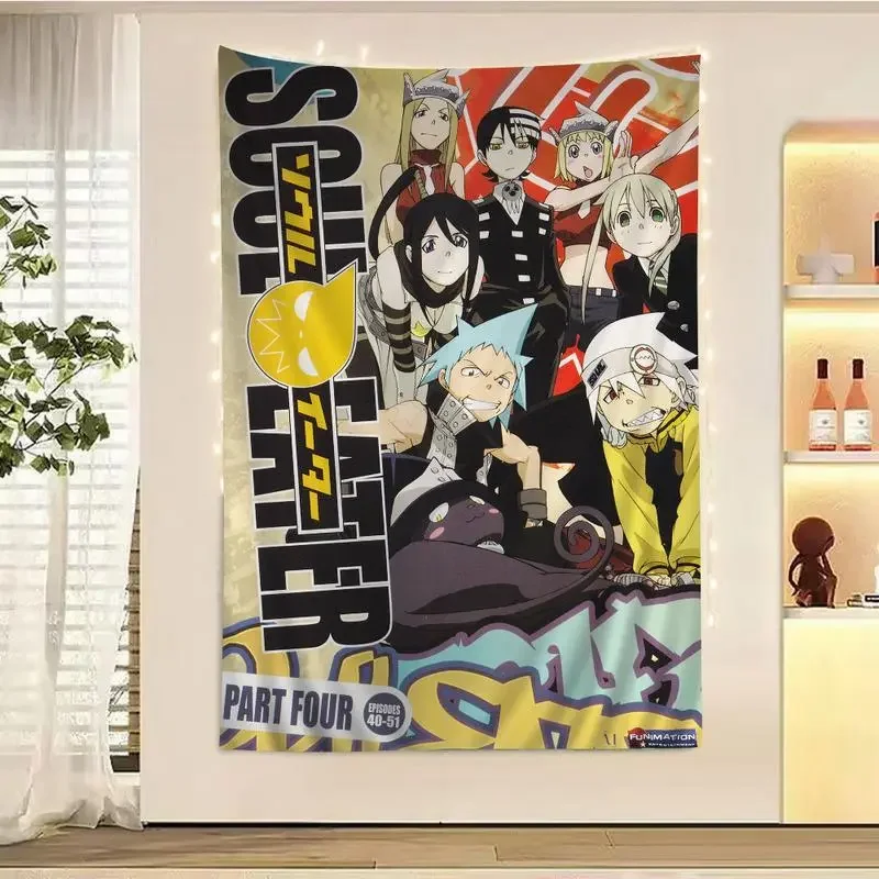 S-Soul E-Eater Anime Flag Room Decoration Garage Flags Outdoor Decors Flaga Tapestry Bedroom Stuff Barber Shop Advertising Decor