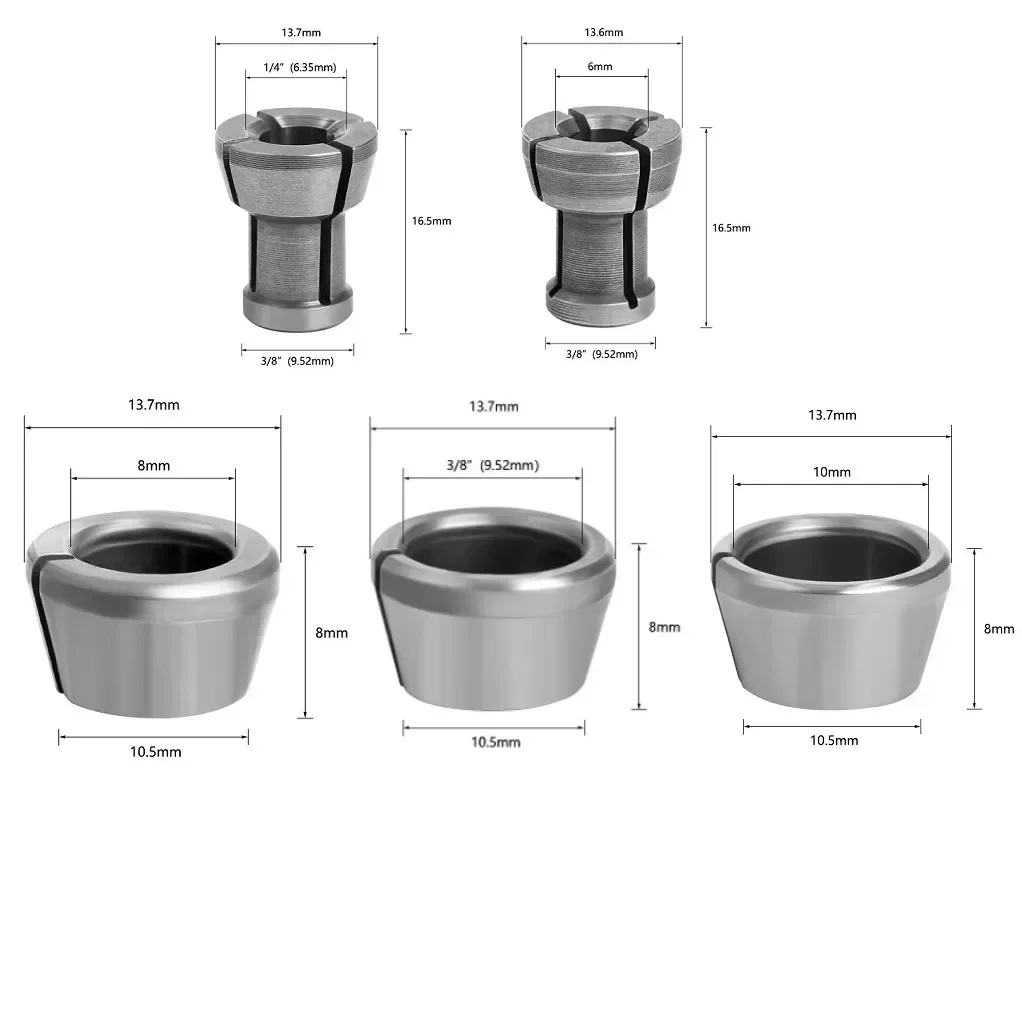 2 Stück 1/6/6/8/9/10mm Spann zangen futter adapter Gravur Trimm maschine Fräser Spannfutter adapter Gravur Trimm maschine Router