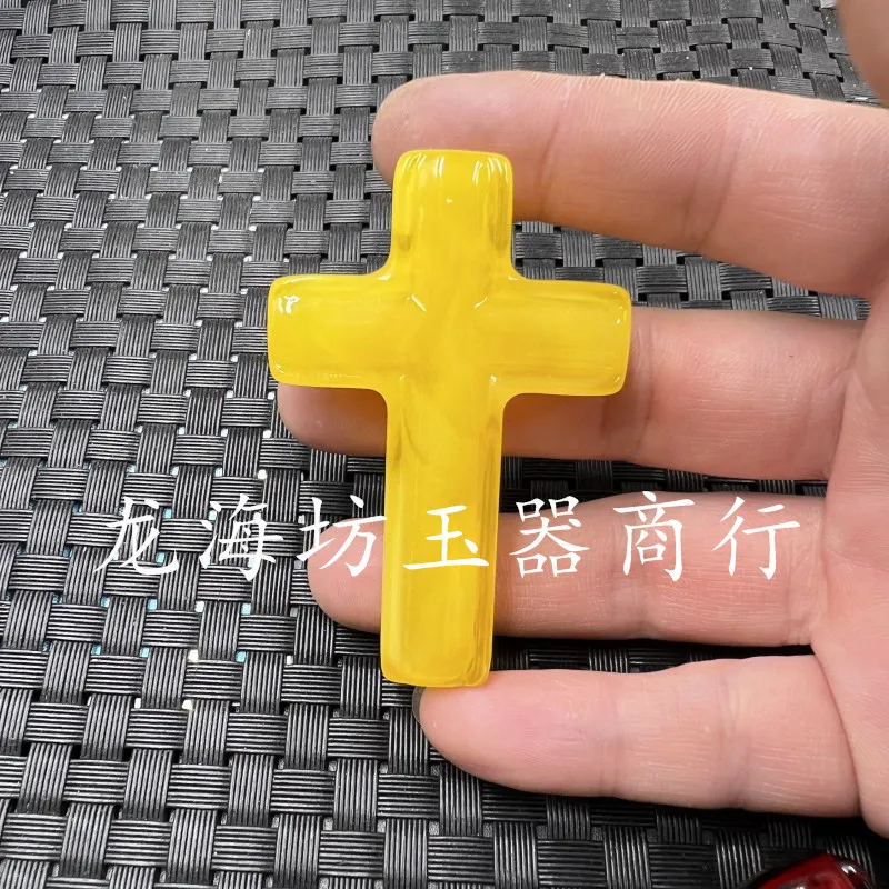 Fluorescent Floating Salt Water Beeswax Cross Pendant Blood Pool Cross Pendant Amberoid Beeswax Pendant Pendant