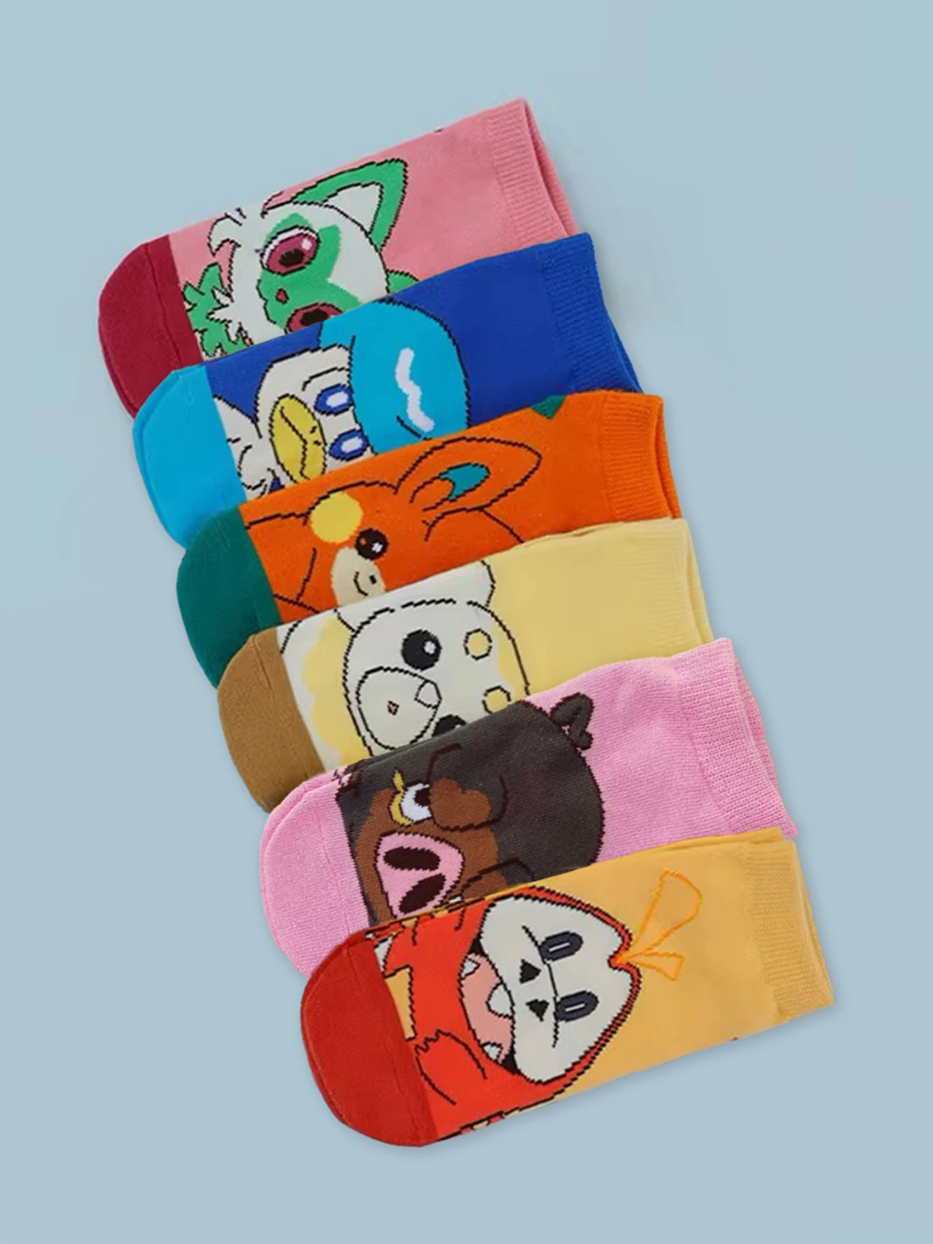 6/12 زوجًا من جوارب قصيرة نسائية غير رسمية ماصة قابلة للتنفس من Miniso الجديدة Pok é mon بنمط كرتوني